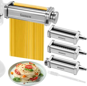 Pasta Attachment for Kitchenaid Stand Mixer,3 Pcs Pasta Maker Kitchen Aid Pasta Attachment for kitchenaid pasta maker Included Pasta Roller, Spaghetti Cutter and Fettuccine Cutter by Gomen