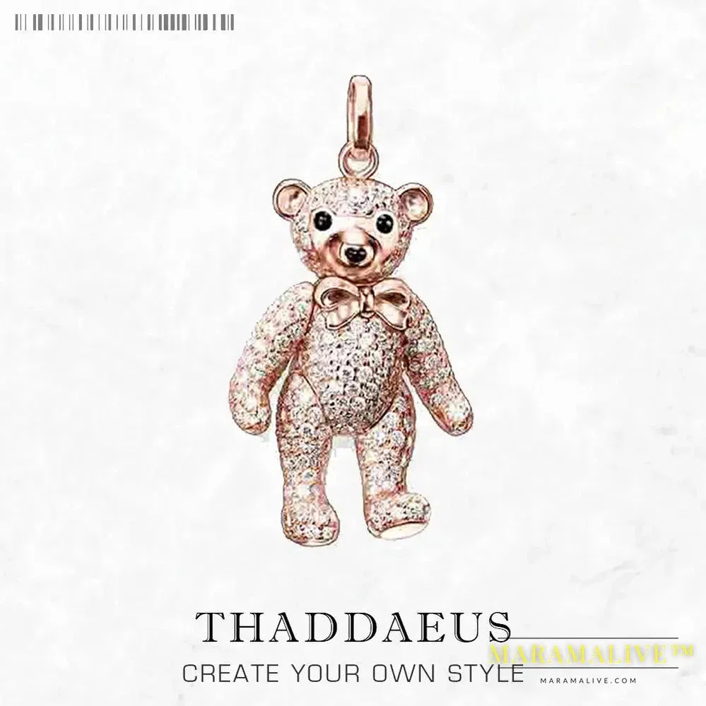 Pendant Rose Gold Teddy Bear Brand New 925 Sterling Silver Cute Jewelry Europe Accessorie Gift For Woman