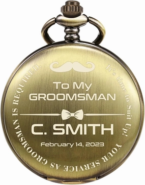 Personalized Pocket Watch for Groomsmen Best Man Custom Engraved Pocket Watches Proposal Gift for Man Wedding Gifts, Groomsman Gifts for Men