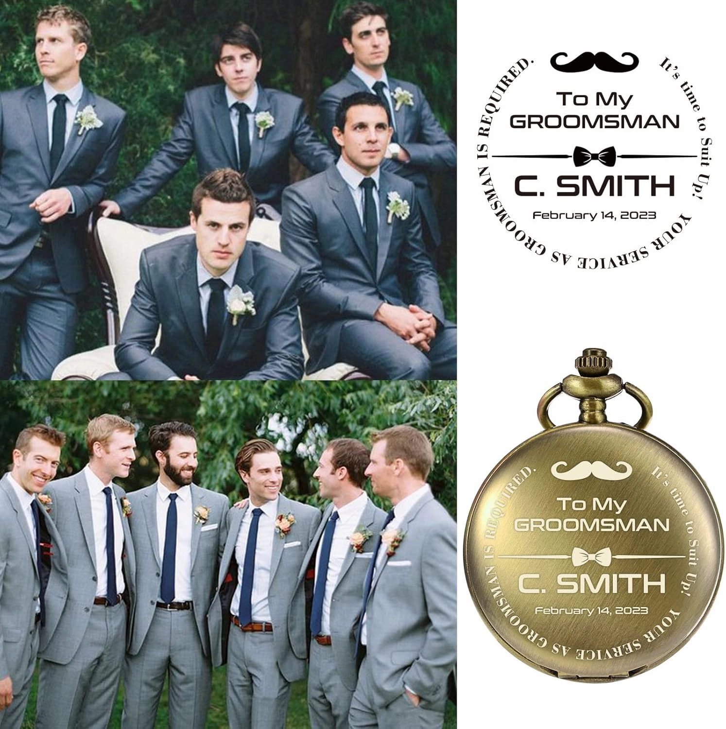 Personalized Pocket Watch for Groomsmen Best Man Custom Engraved Pocket Watches Proposal Gift for Man Wedding Gifts, Groomsman Gifts for Men
