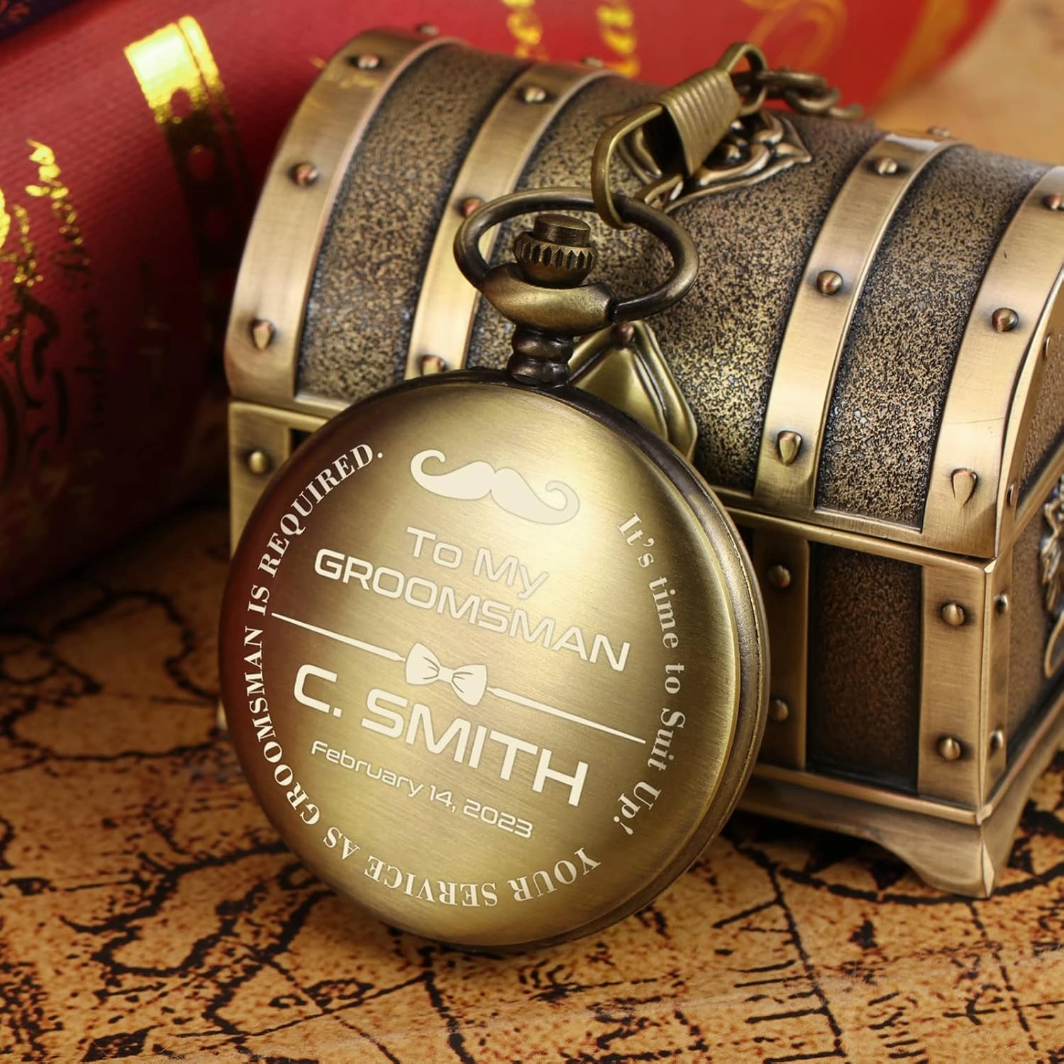 Personalized Pocket Watch for Groomsmen Best Man Custom Engraved Pocket Watches Proposal Gift for Man Wedding Gifts, Groomsman Gifts for Men
