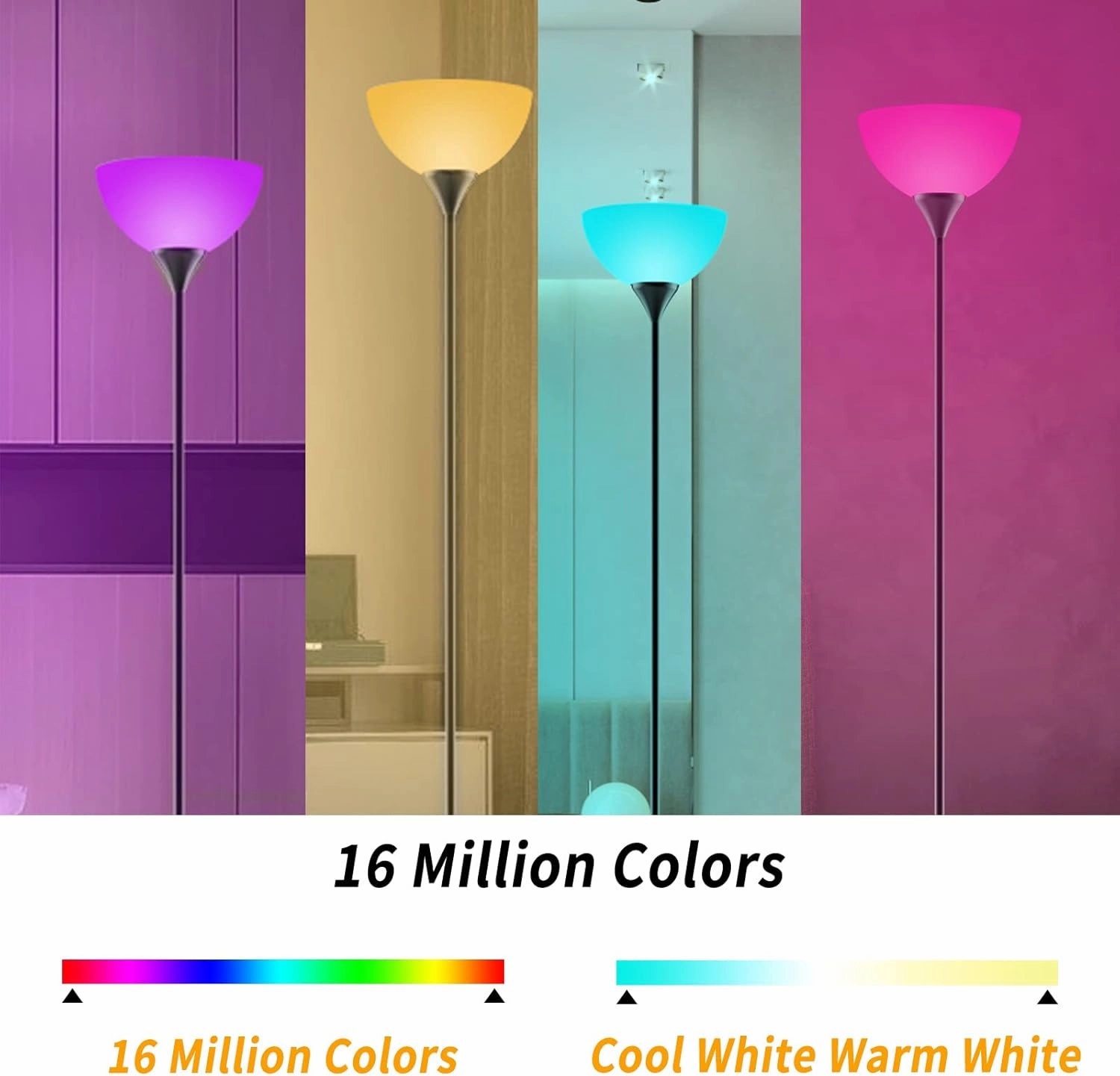 PESRAE Smart RGB Floor Lamp - Compatible with Alexa, Google Assistant WiFi App, Modern Color Changing, Dimmable for Living Room, Bedroom and Play Room