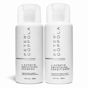 PETER COPPOLA a-Keratin Smoothing Shampoo & Conditioner Set - Smooths Thick Coarse Hair - Infused With Argan Oil, Avocado Oil And Hydrolyzed Keratin Transforms Frizz Into Shiny & Healthy Hair (10 oz)