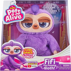 Pets Alive Fifi the Flossing Sloth Purple - 11" Interactive Animal Dancing Robotic Plush Toy with 3 Songs, Floss Dance, Adorable Gift, Party Plush Toy Kids Ages 3 