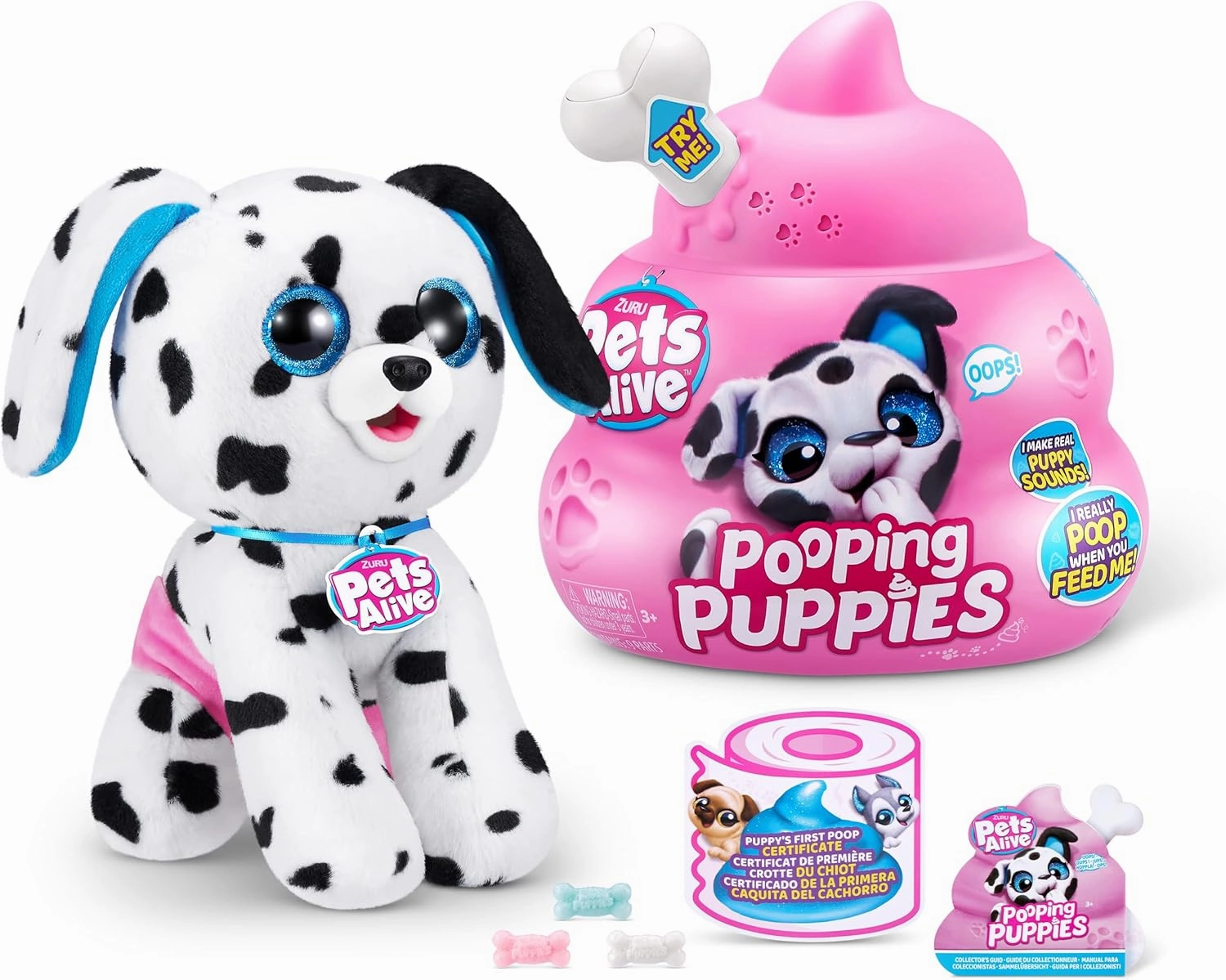 Pets Alive Pooping Puppies (Dalmatian) by ZURU Surprise Puppy Plush, Ultra Soft Plushies, Interactive Toy Pets, Electronic Pet Puppy for Girls and Children
