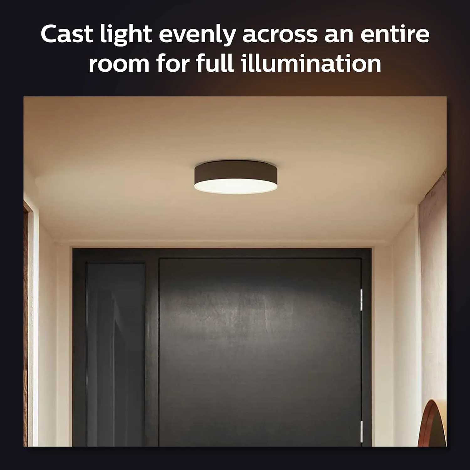 Philips Hue Enrave Medium Ceiling Lamp, Black -White Ambiance Warm-to-Cool White Smart LED Light - 1 Pack - Control with Hue App - Compatible with Alexa, Google Assistant, and Apple Homekit