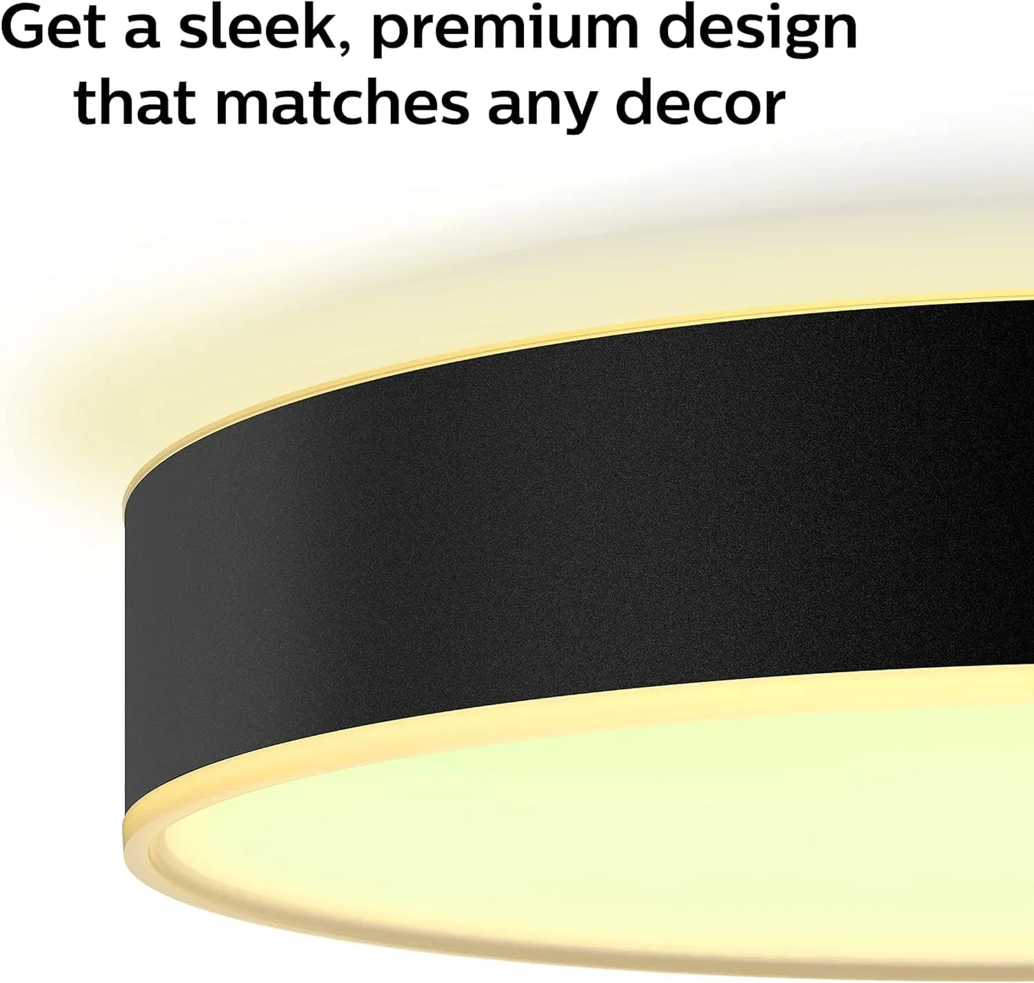 Philips Hue Enrave Medium Ceiling Lamp, Black -White Ambiance Warm-to-Cool White Smart LED Light - 1 Pack - Control with Hue App - Compatible with Alexa, Google Assistant, and Apple Homekit