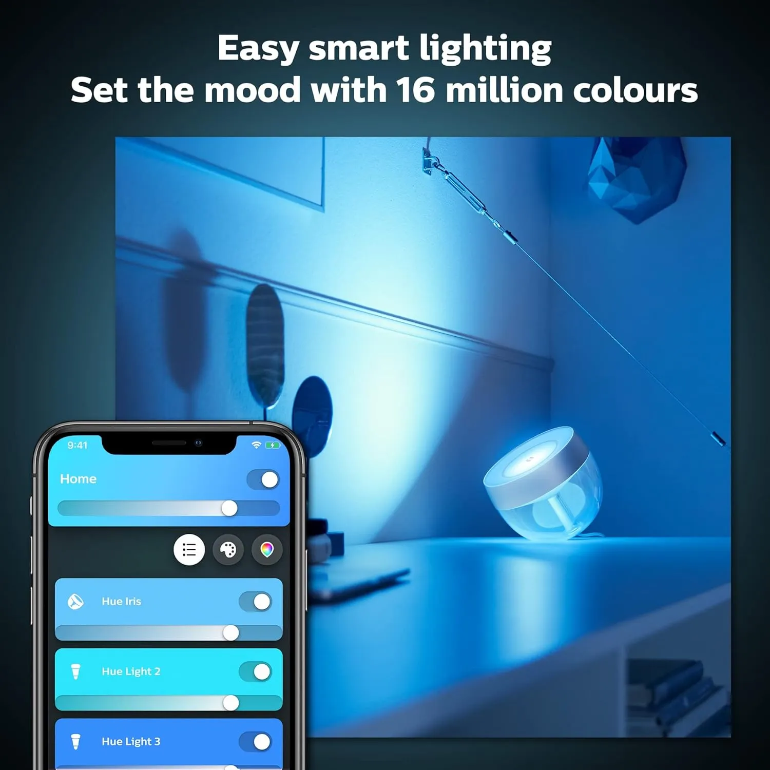 Philips Hue Iris Smart Table Lamp, Silver - White and Color Ambiance LED Color-Changing Light - 1 Pack - Control with Hue App - Compatible with Alexa, Google Assistant, and Apple Homekit