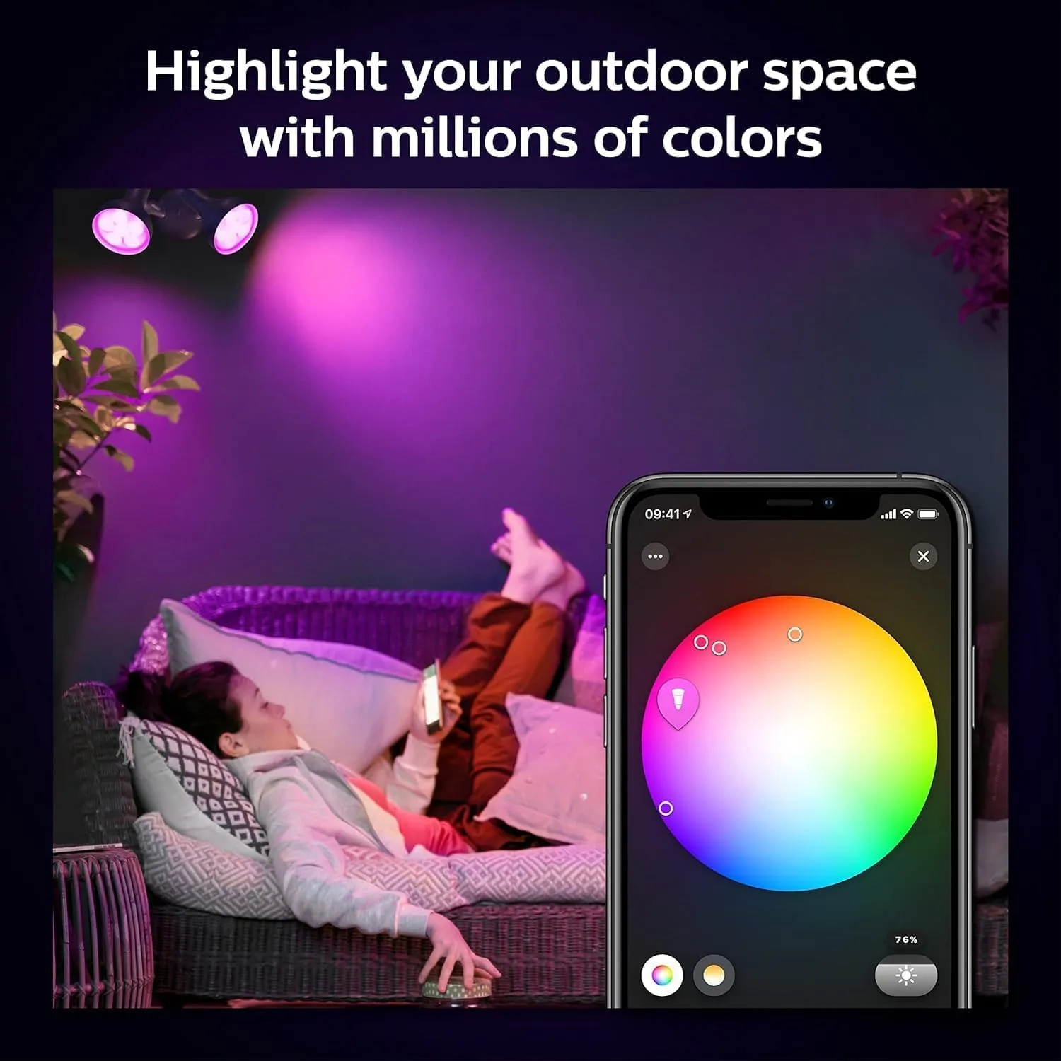 Philips Hue Smart 100W PAR38 LED Bulb - White and Color Ambiance Color-Changing Light - 2 Pack - 1300LM - E26 - Outdoor - Control with Hue App - Works with Alexa, Google Assistant and Apple Homekit