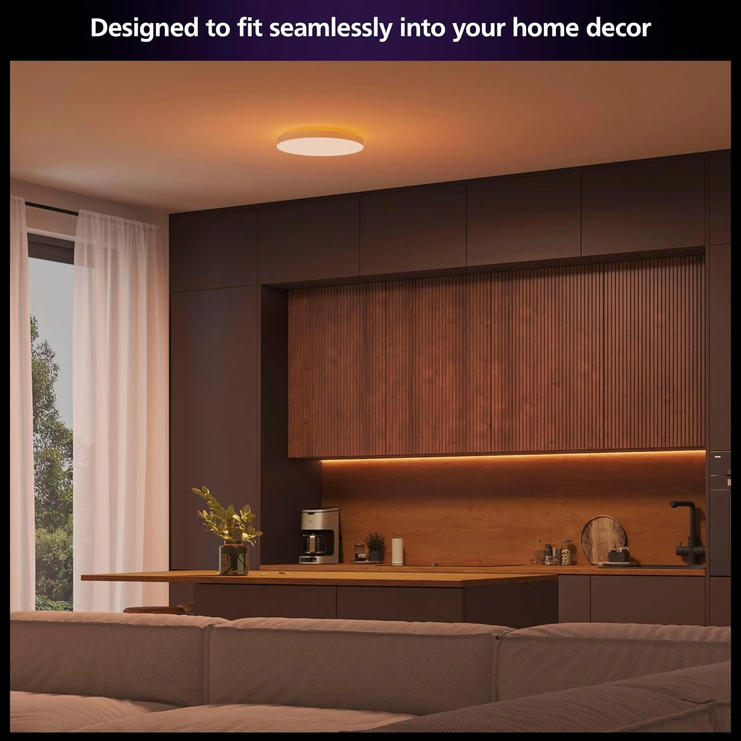 Philips Hue Datura Smart Ceiling Panel (Large Round 2.49 in x 22.60 in) White & Color Light, Bluetooth Compatible, Voice Control with Alexa, Apple Home & Google Assistant†?