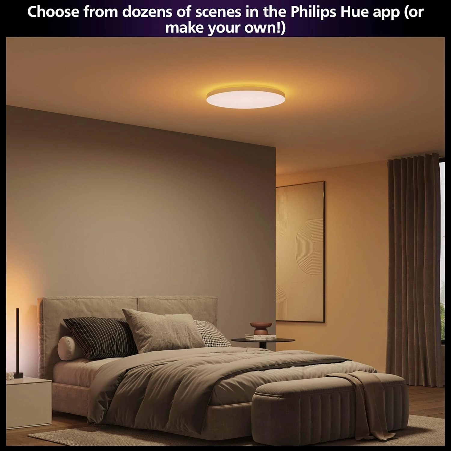 Philips Hue Datura Smart Ceiling Panel (Large Round 2.49 in x 22.60 in) White & Color Light, Bluetooth Compatible, Voice Control with Alexa, Apple Home & Google Assistant†?