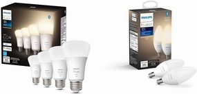 Philips Hue White A19 LED Smart Bulb (4 Bulbs) 40W White LED Smart Candle (2 Bulbs)