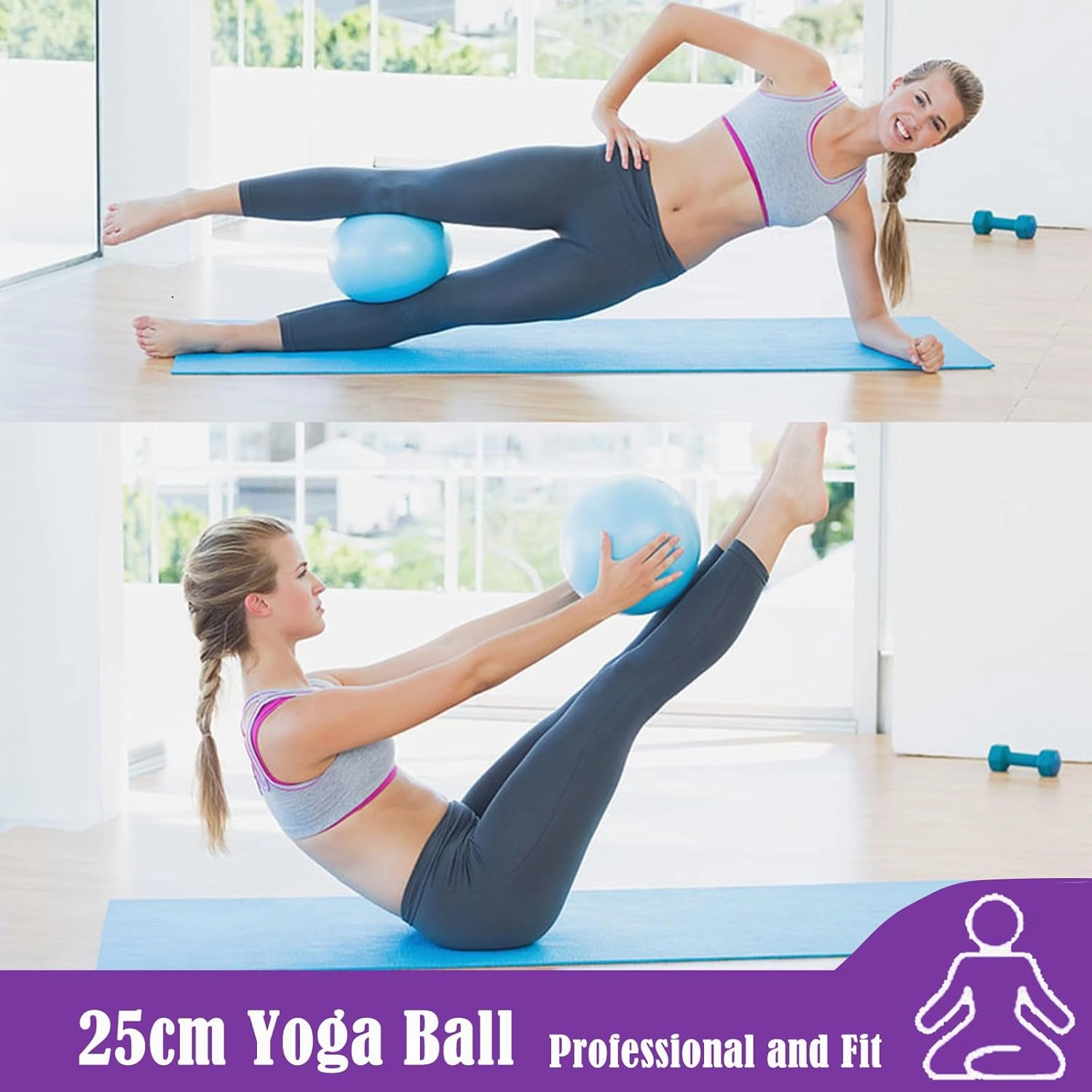 Pilates Essentials Kit for Women, Portable Home Pilates Kit Home Workouts with Yoga Ball 25cm Figure 8 Resistance Yoga Bands