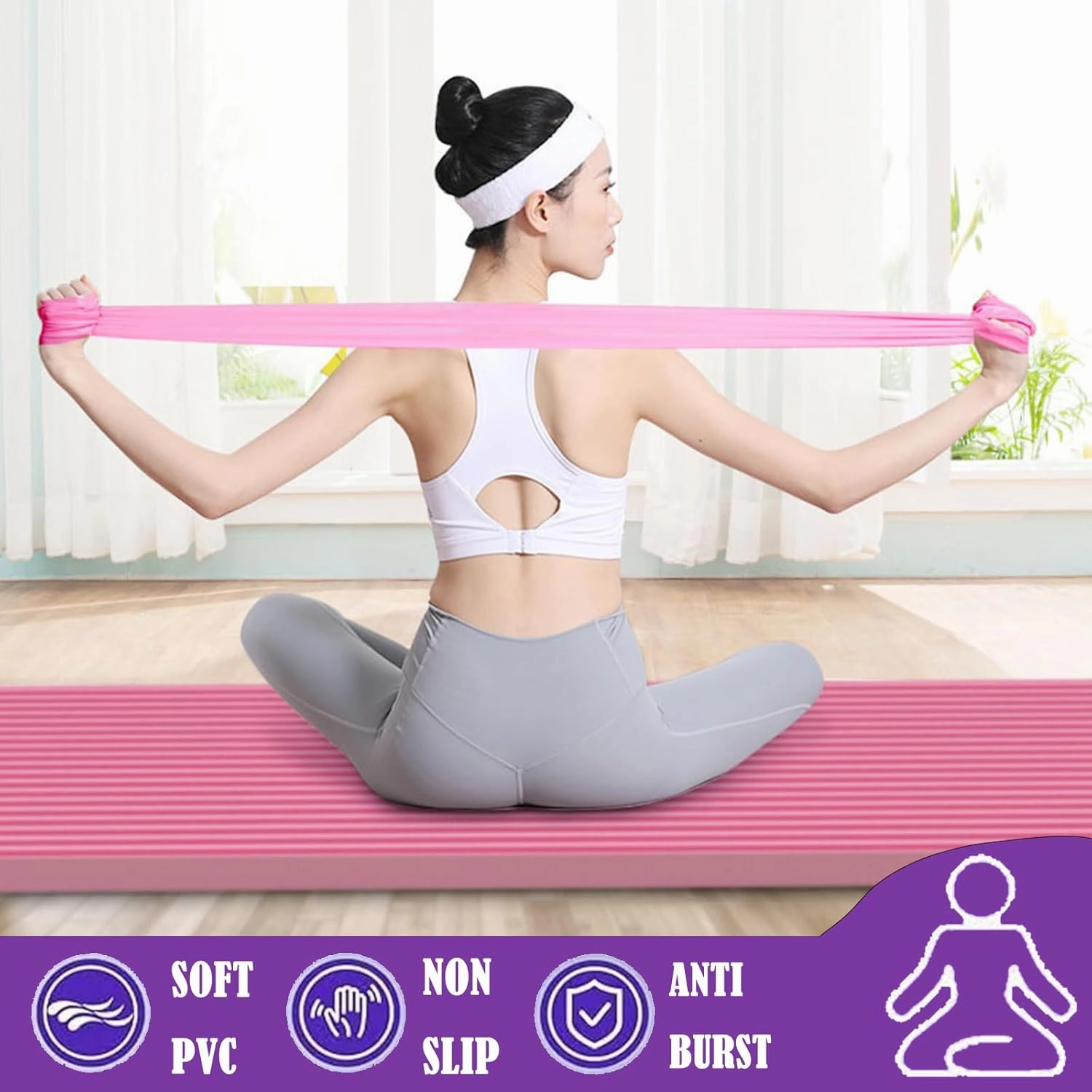 Pilates Essentials Kit for Women, Portable Home Pilates Kit Home Workouts with Yoga Ball 25cm Figure 8 Resistance Yoga Bands