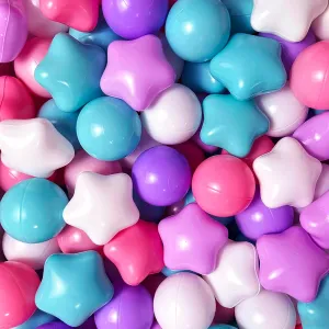 Pink Star Ball Pit 200 for Kids | Soft Plastic BPA Free Crush Proof Balls | 4 Colorful Balls for Toddler Play Tent Dogs Playhouse Playpen Party