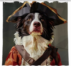 Pirate-Border Collie Shower Curtain Colorful Shower Curtain for Bathroom Set Winter Shower Curtain Waterproof Shower Curtain for Bathtub Decor 72x72 inch