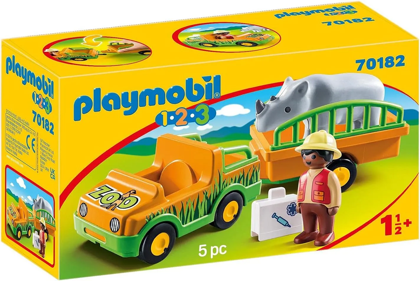 Playmobil 1.2.3 Zoo Vehicle with Rhinoceros