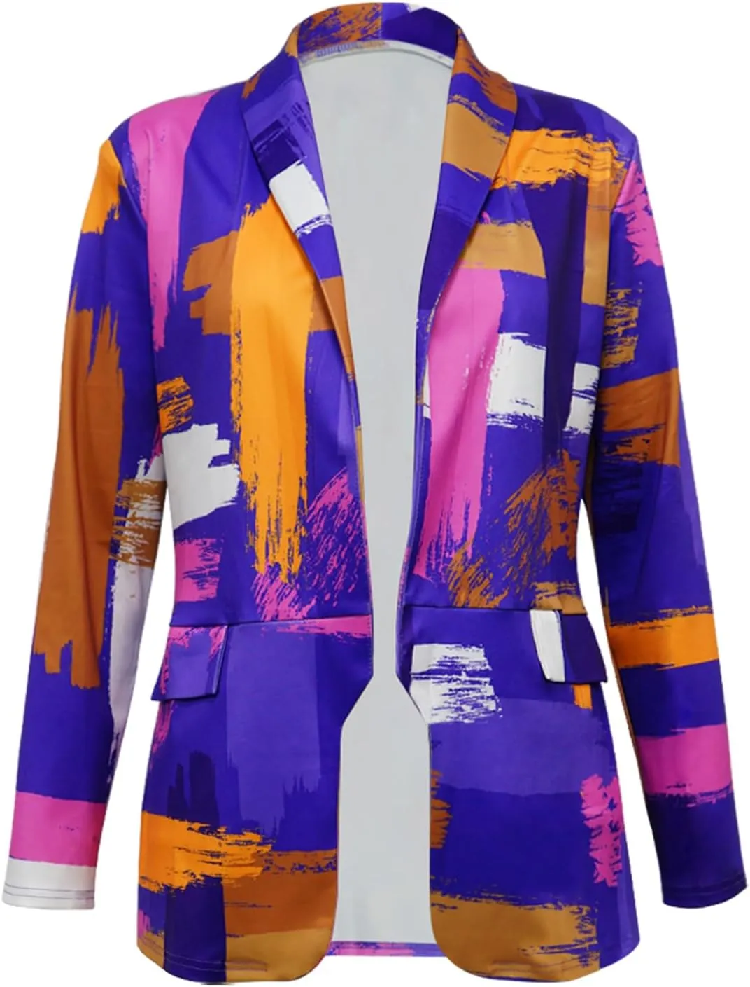 Plus Size Blazers for Curvy Women Sexy Trendy Colorful Oversize Graphic Open Front Jackets