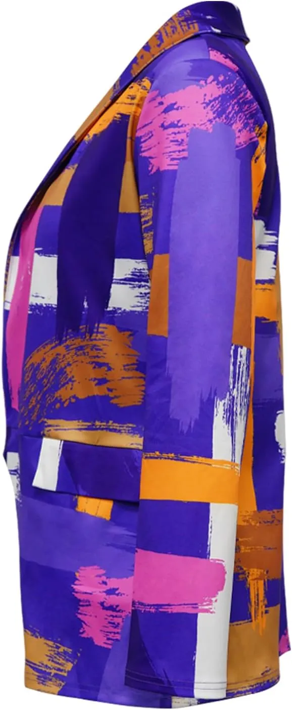 Plus Size Blazers for Curvy Women Sexy Trendy Colorful Oversize Graphic Open Front Jackets
