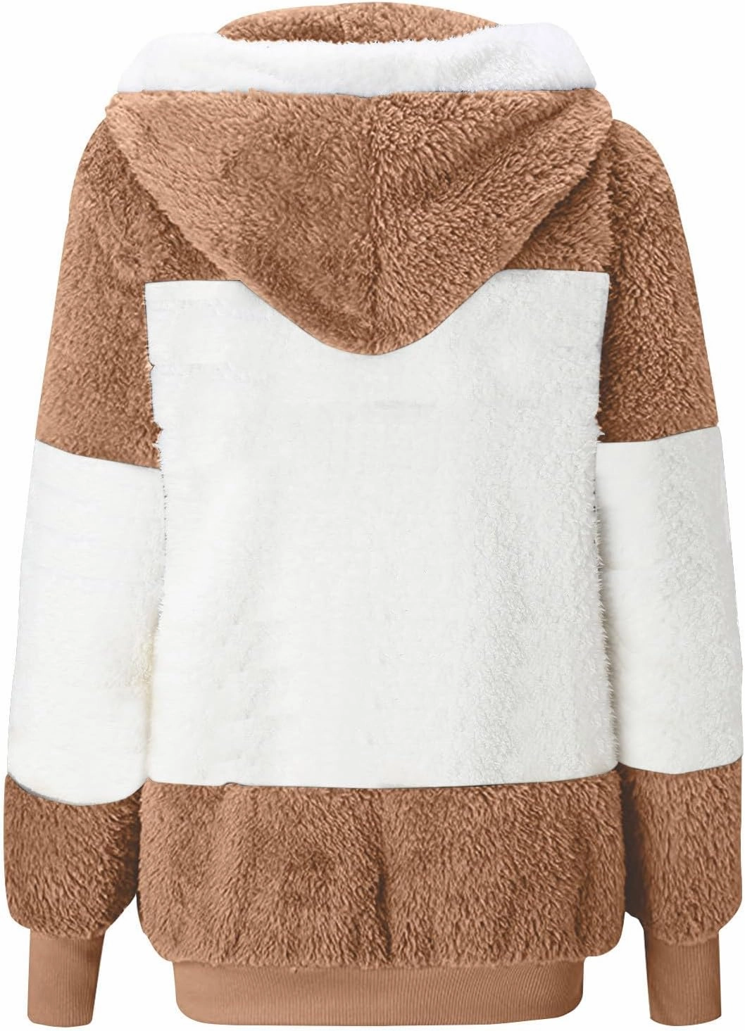 Plus Size Warm Winter Coats For Women 2024 Cute Hooded Sherpa Fleece Jacket Color Block Zip Up Fuzzy Fluffy Outwear