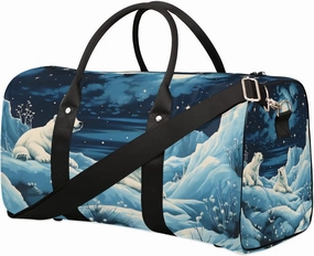 Polar Bear Print Travel Duffel Bag for Women Men Waterproof Foldable Overnight Weekender Bag Large Capacity Sports Gym Bag