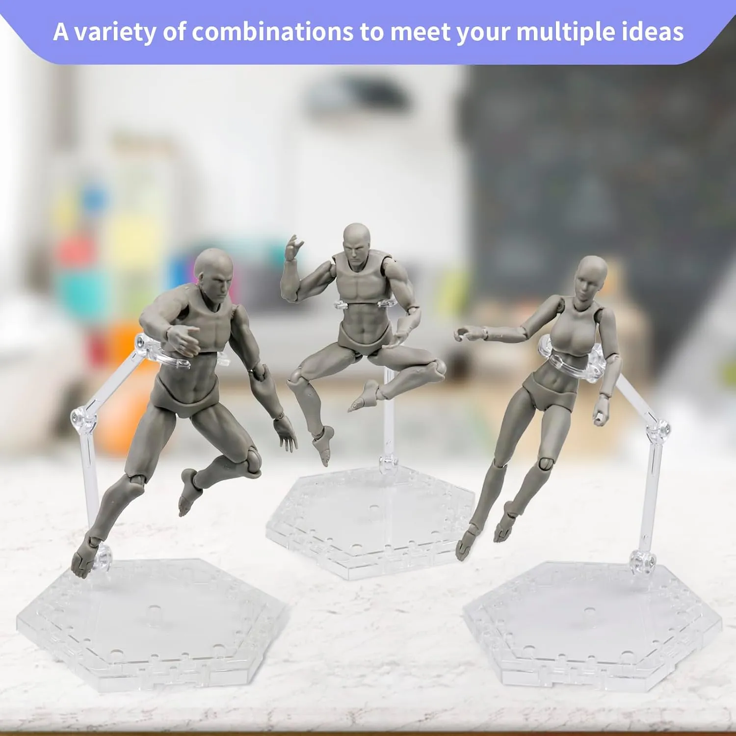POMER Action Figure Stand, 5 Pcs Transparent Assembly Action Holder Base Display Model Support Stand Compatible with HG/RG Gundam 1/144 Toy with Screwdriver