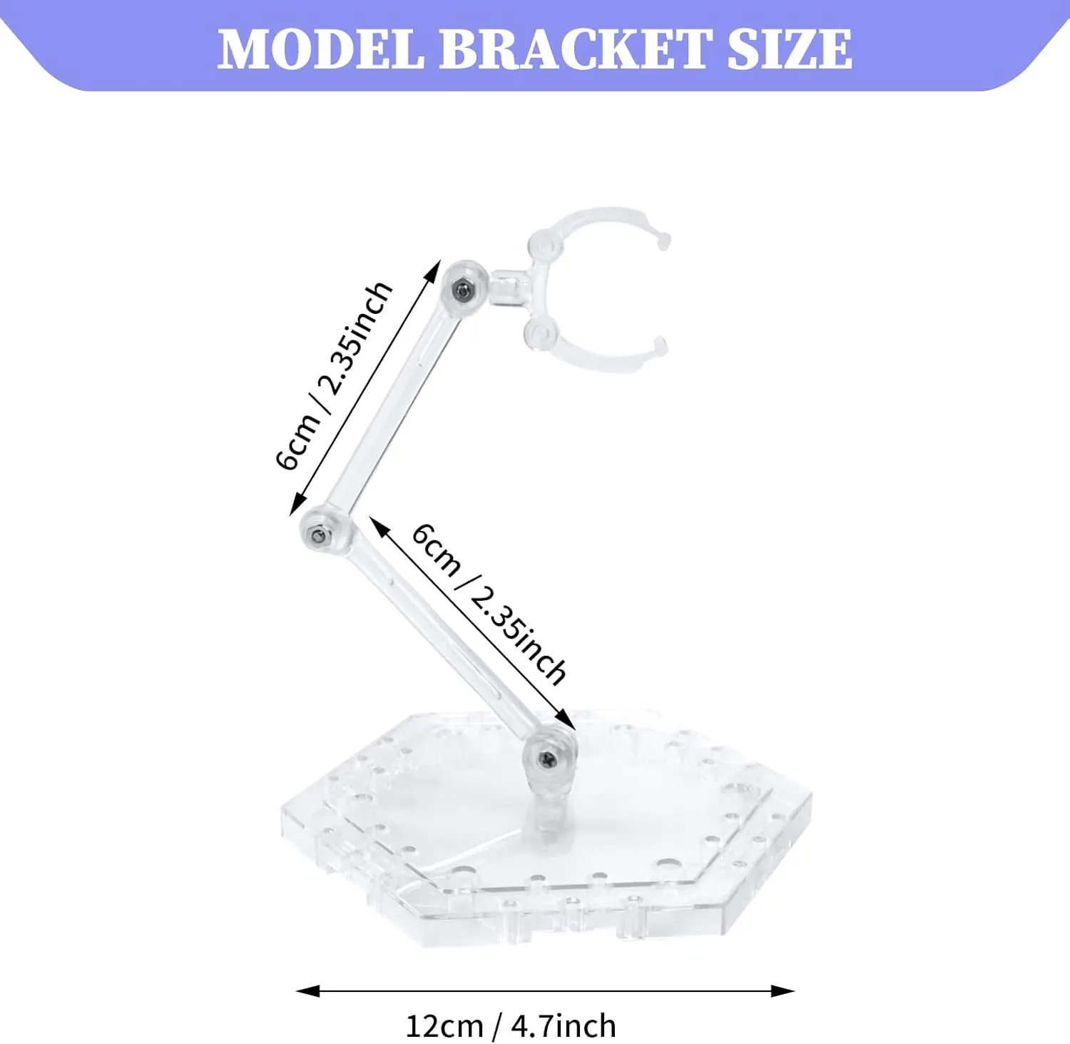 POMER Action Figure Stand, 5 Pcs Transparent Assembly Action Holder Base Display Model Support Stand Compatible with HG/RG Gundam 1/144 Toy with Screwdriver