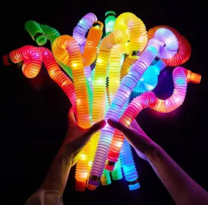 Pop Up Pipe Light Changing Toy For Kids - 3 Different Lighting Modes (Random Color)