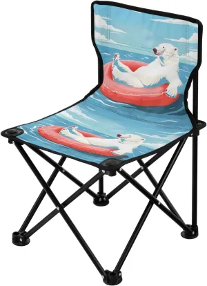 Portable Camping Folding Chairs Foldable Chair Small Polar Bear Swim Lightweight Backpacking Outdoor Outside Fishing