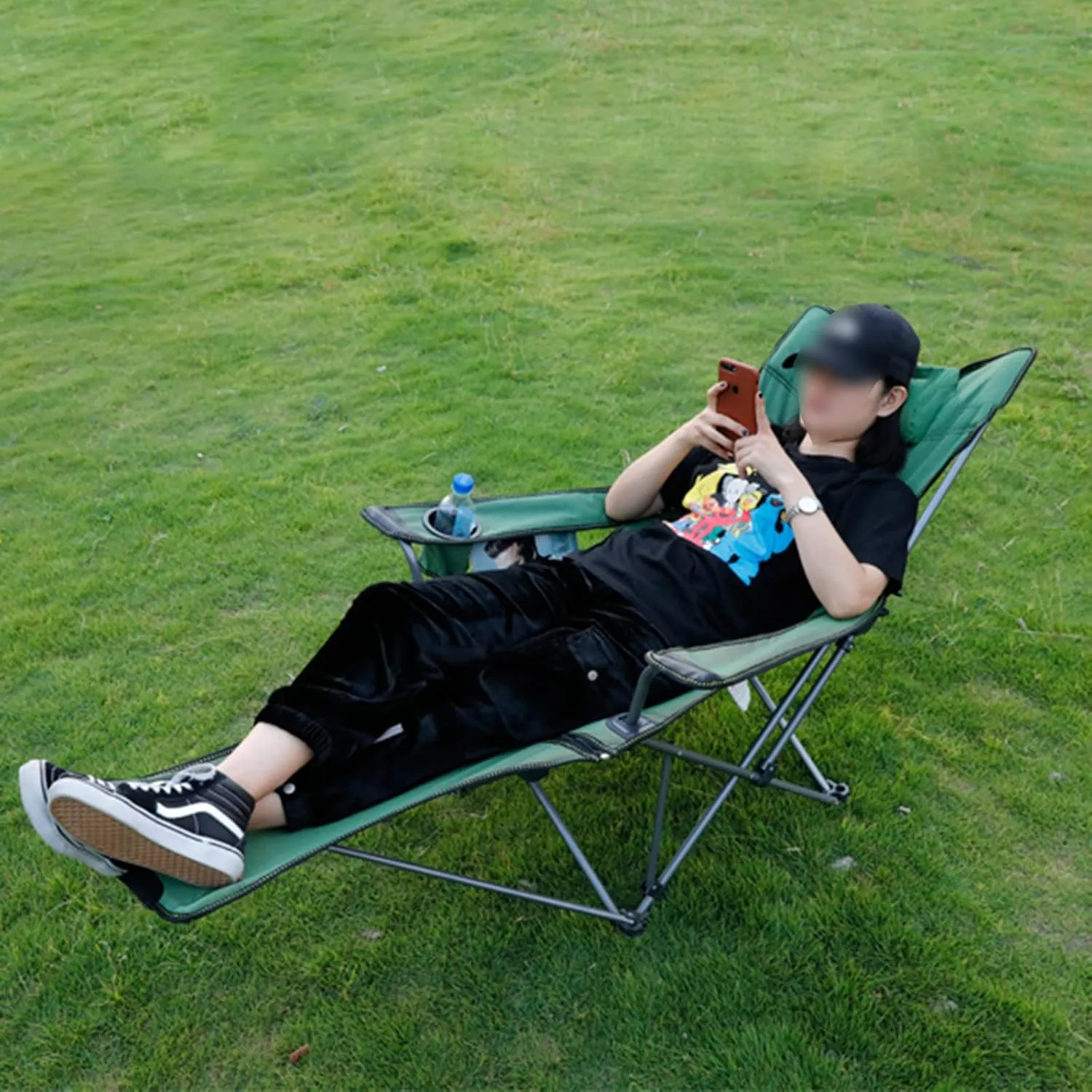 Portable Lightweight Camping Chairs Foldable Beach Chairs for Leisure Fishing, Outing Party, Beach Barbecue, Office Lunch Break (with Tripod,Blue-Cloth)
