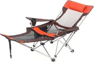 Portable Lightweight Camping Chairs Foldable Beach Chairs for Leisure Fishing, Outing Party, Beach Barbecue, Office Lunch Break (with Tripod,Orange - mesh face)