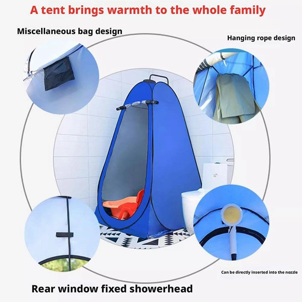 Portable Camping Toilet Kit for Adults, Portable Outdoor Camping Bathroom Toilet Tent Changing Dressing Room with Carry Bag, Large Folding Toilet Showers Room (Blue)