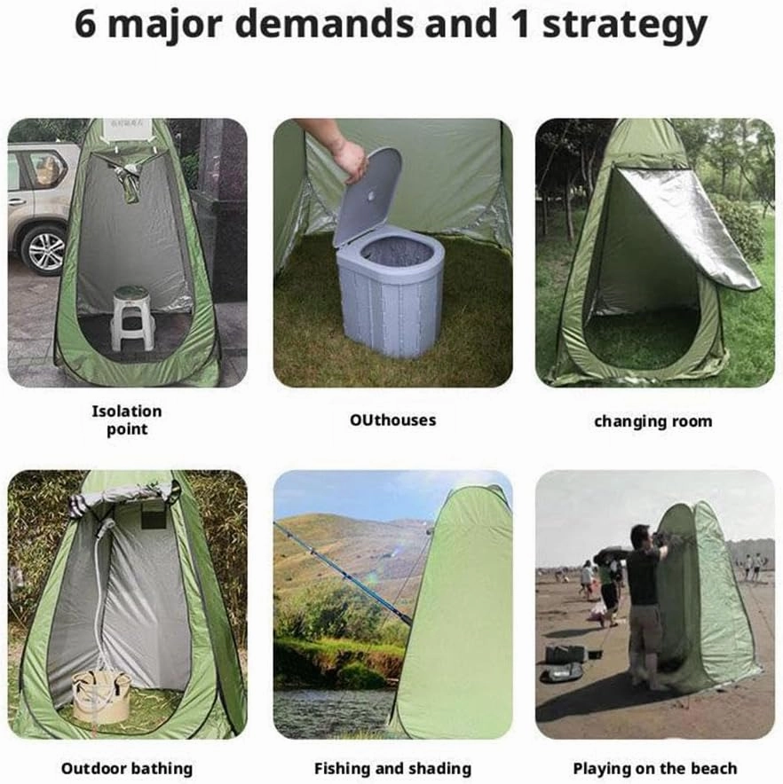 Portable Camping Toilet Kit for Adults, Portable Outdoor Camping Bathroom Toilet Tent Changing Dressing Room with Carry Bag, Large Folding Toilet Showers Room (Blue)