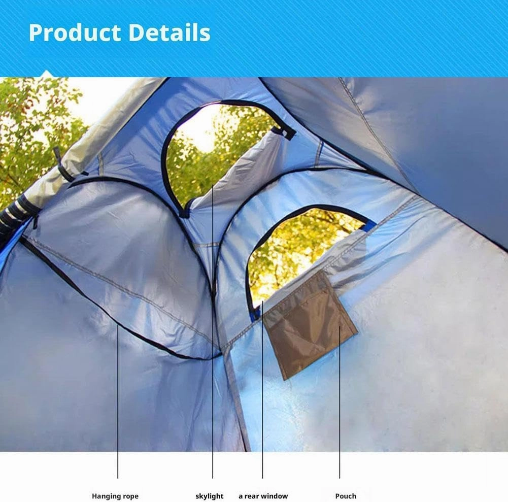 Portable Camping Toilet Kit for Adults, Portable Outdoor Camping Bathroom Toilet Tent Changing Dressing Room with Carry Bag, Large Folding Toilet Showers Room (Blue)
