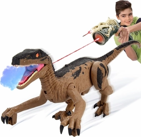 PowerTRC Remote Control Dinosaur for Boys 4-7, RC Dinosaur Toys for Kids 3-5 with Realistic Legs & Spray Stream, LED Light Chasing Dinosaur Toys for Kids 8-12 Birthday Gift Brown