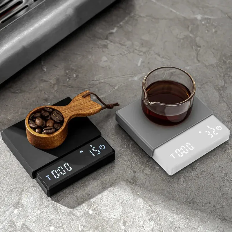 Premium Mini Espresso Coffee Scale - Smart Timer Kitchen Balance, USB Rechargeable, 2kg/0.1g Precision Measurement (g/oz/ml) - Perfect Gift for Coffee Lovers