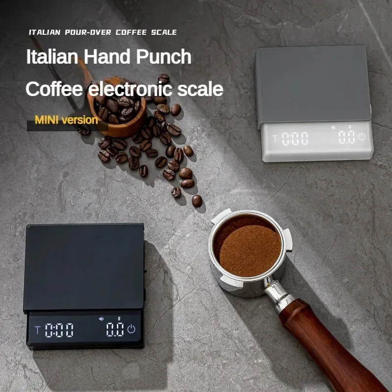 Premium Mini Espresso Coffee Scale - Smart Timer Kitchen Balance, USB Rechargeable, 2kg/0.1g Precision Measurement (g/oz/ml) - Perfect Gift for Coffee Lovers