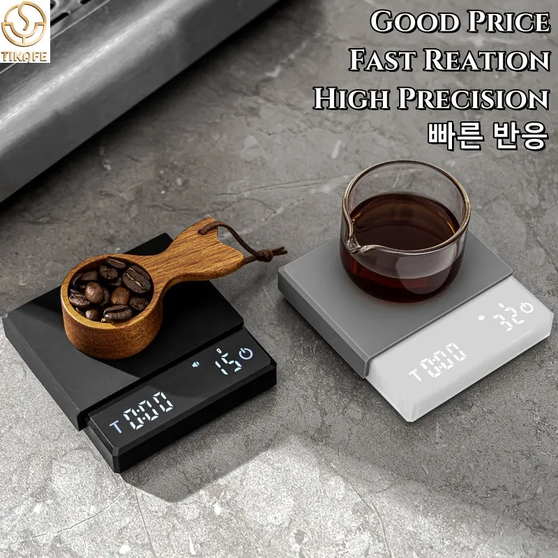 Premium Mini Espresso Coffee Scale - Smart Timer Kitchen Balance, USB Rechargeable, 2kg/0.1g Precision Measurement (g/oz/ml) - Perfect Gift for Coffee Lovers