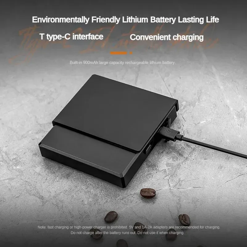 Premium Mini Espresso Coffee Scale - Smart Timer Kitchen Balance, USB Rechargeable, 2kg/0.1g Precision Measurement (g/oz/ml) - Perfect Gift for Coffee Lovers