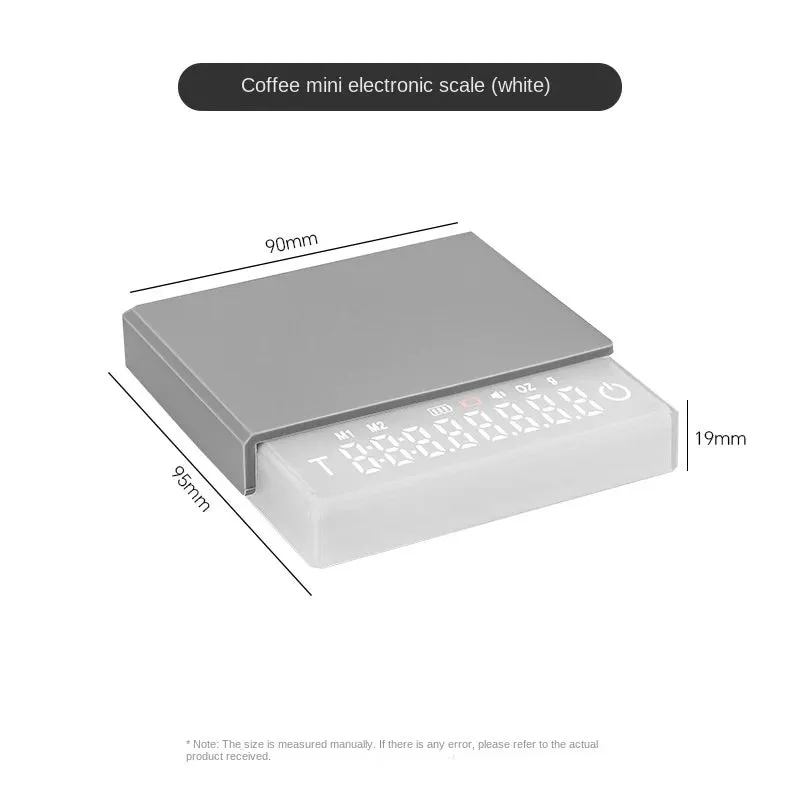 Premium Mini Espresso Coffee Scale - Smart Timer Kitchen Balance, USB Rechargeable, 2kg/0.1g Precision Measurement (g/oz/ml) - Perfect Gift for Coffee Lovers