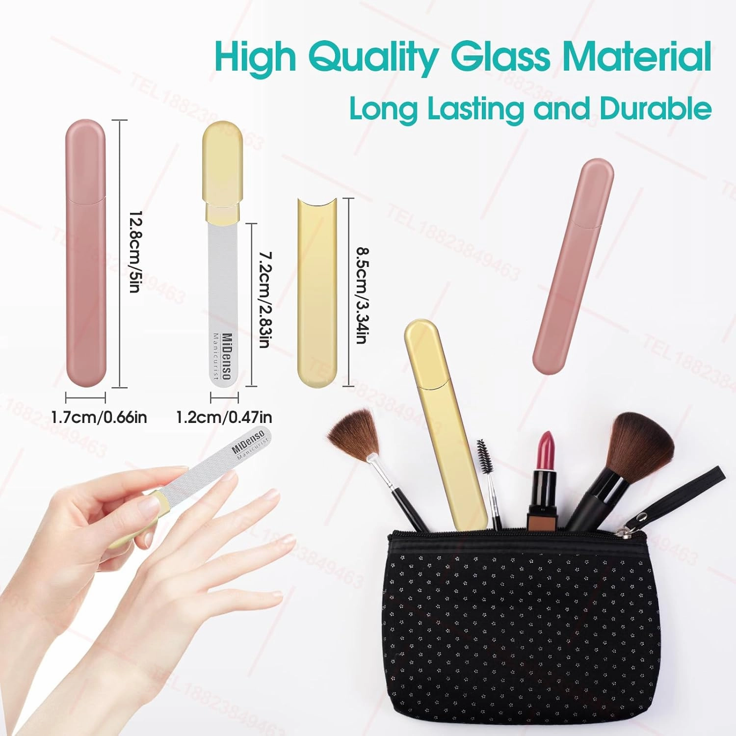 Premium Gift, Glass Nail File with Case, 2 Pack Crystal Nail Files for Natural Nails, Artificial Nails Manicure Pedicure Nail Care Kit Set, Xmas Present for Women and Man(Gold Purple)