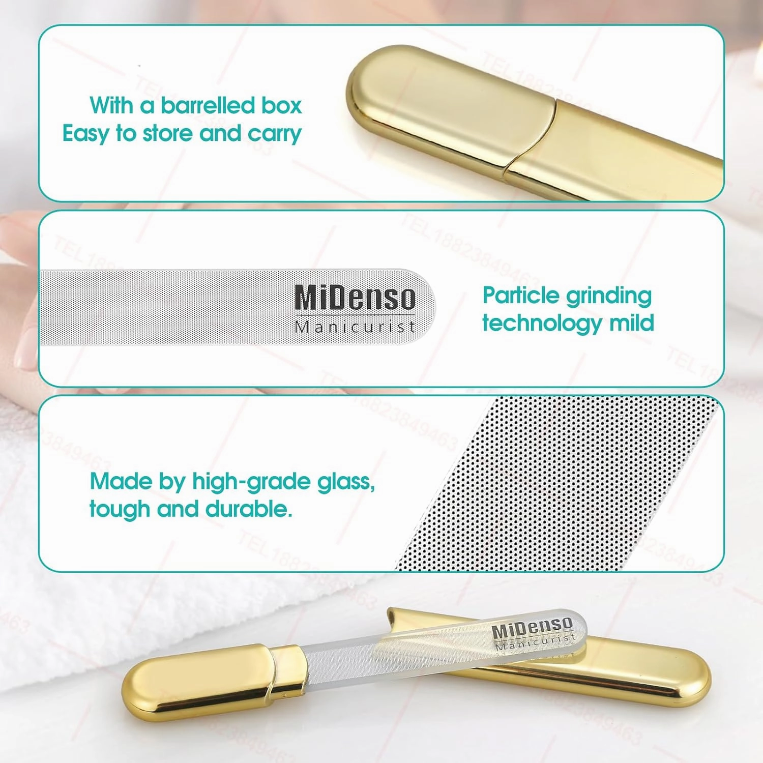 Premium Gift, Glass Nail File with Case, 2 Pack Crystal Nail Files for Natural Nails, Artificial Nails Manicure Pedicure Nail Care Kit Set, Xmas Present for Women and Man(Gold Purple)