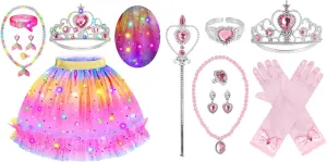 Princess Dress Up for Girls, Light Up Dress Up Clothes Toddler Toy,Kids Toys for 3-6 Year Old Girl Birthday Gift