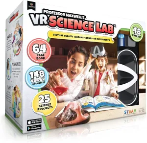 Professor Maxwell's VR Science Lab - Virtual Reality Kids Science Kit, Book and Interactive STEM Learning Activity Set (Full Version - Includes Goggles) - for Ages 8 and Up