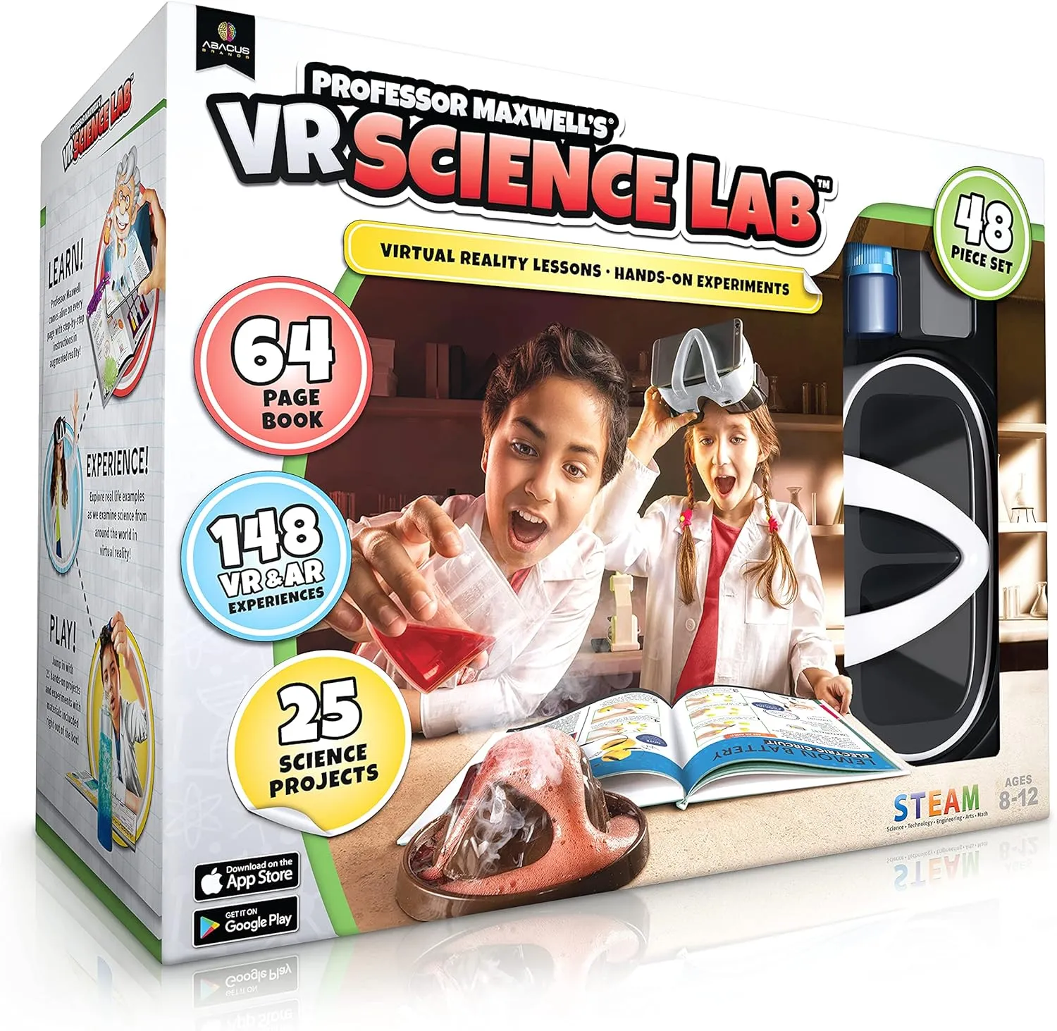 Professor Maxwell's VR Science Lab - Virtual Reality Kids Science Kit, Book and Interactive STEM Learning Activity Set (Full Version - Includes Goggles) - for Ages 8 and Up
