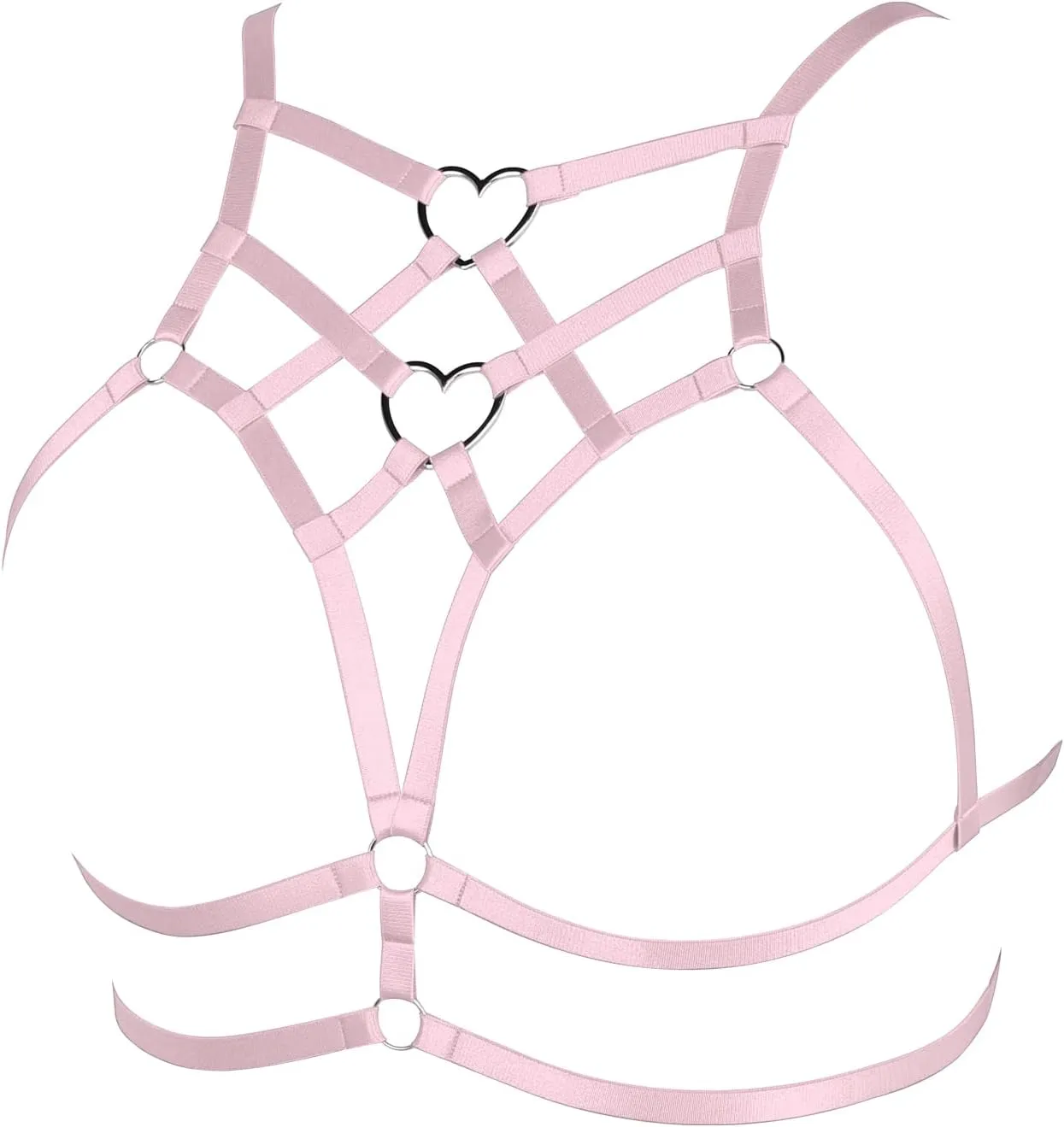 Punk Body Harness Gothic Lingerie Womens Plus Size Waist Cage Breast Hollow-Out Bra Strappy Tops Peach Shape at Chest Belts