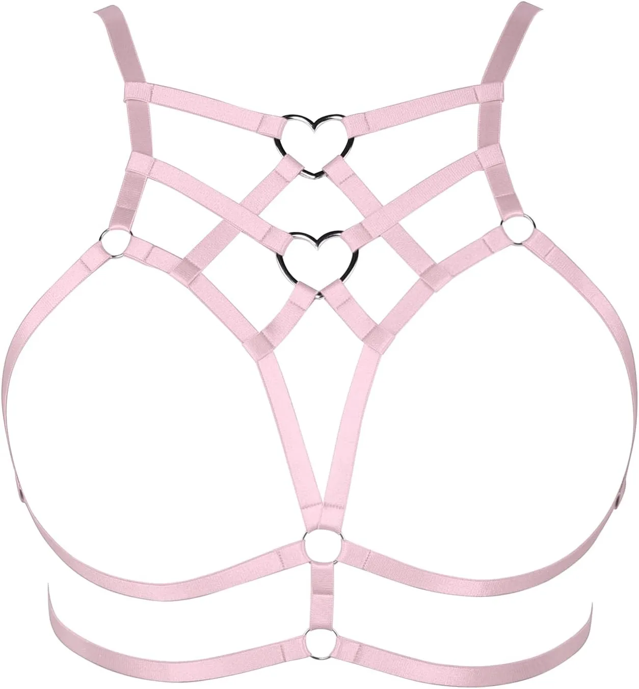 Punk Body Harness Gothic Lingerie Womens Plus Size Waist Cage Breast Hollow-Out Bra Strappy Tops Peach Shape at Chest Belts