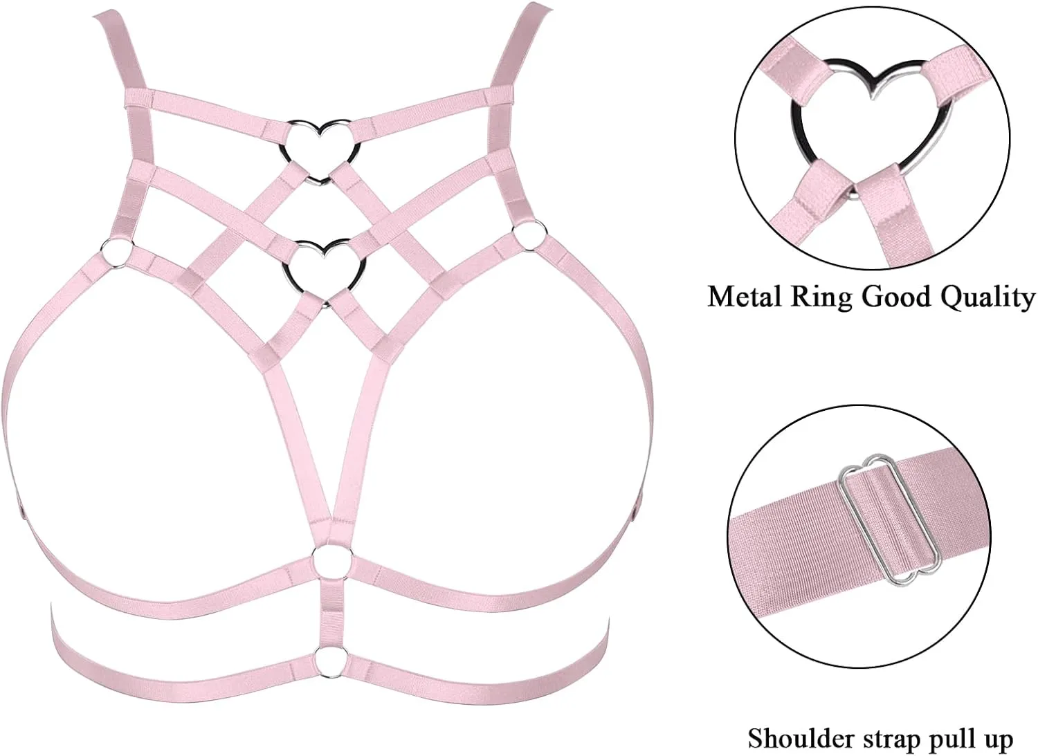 Punk Body Harness Gothic Lingerie Womens Plus Size Waist Cage Breast Hollow-Out Bra Strappy Tops Peach Shape at Chest Belts