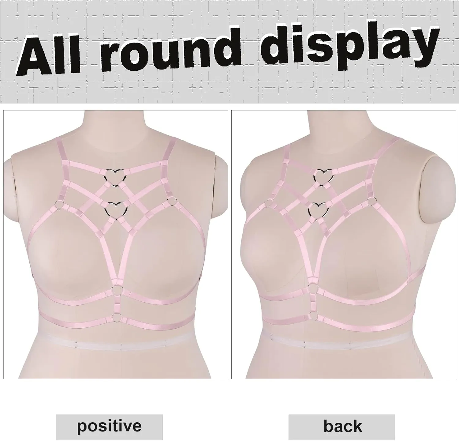 Punk Body Harness Gothic Lingerie Womens Plus Size Waist Cage Breast Hollow-Out Bra Strappy Tops Peach Shape at Chest Belts