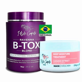 Ravenna B-tox Kit - Hair Treatment with Argan Oil Mask 250g, Formaldehyde-Free, Anti-Frizz and Smoothing for Blond Hair (1 B-tox   1 Mask)